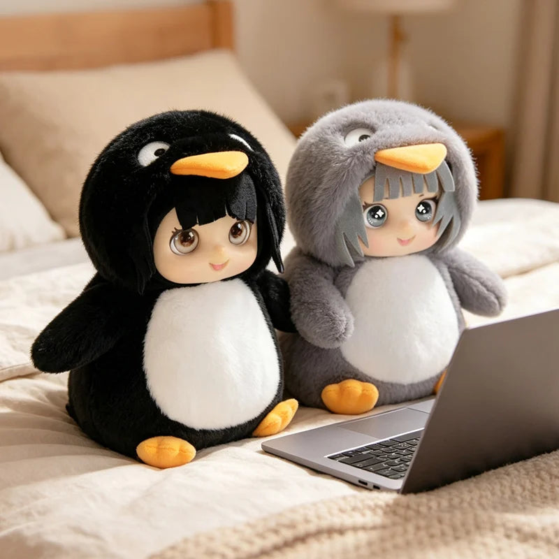 かわいい ペンギン 着ぐるみ 人形 絵本持ち