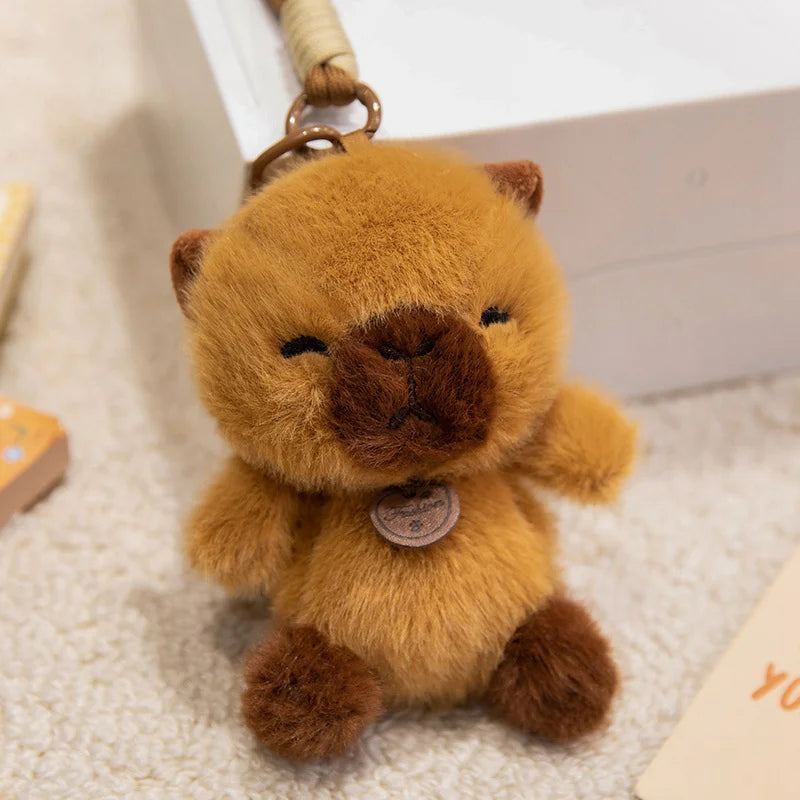 Cute Sitting Animals Red Panda Fox Sloth Cat Plush Pendant Soft Rabbit Doll Stuffed Capybara Pig Keychain Baby Toy Gift for Kids