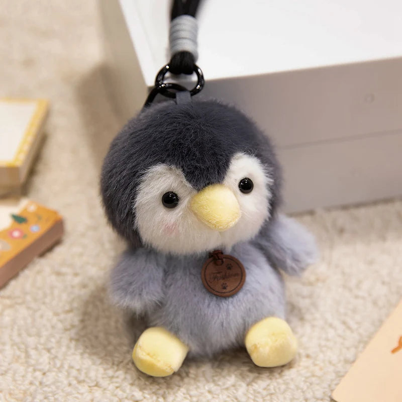 ふわふわ動物のタグ付きぬいぐるみキーホルダー