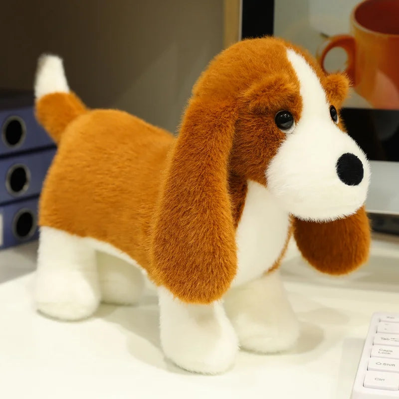 かわいい ふわふわ ビーグル子犬 ぬいぐるみ 茶白模様
