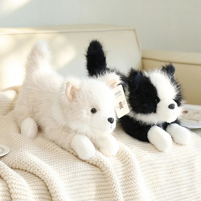 3color Lifelike Border Collie Plushie Premium Simulation Dog Toy Soft Fluffy Furry Puppy Stuffed Animal Cute Gift