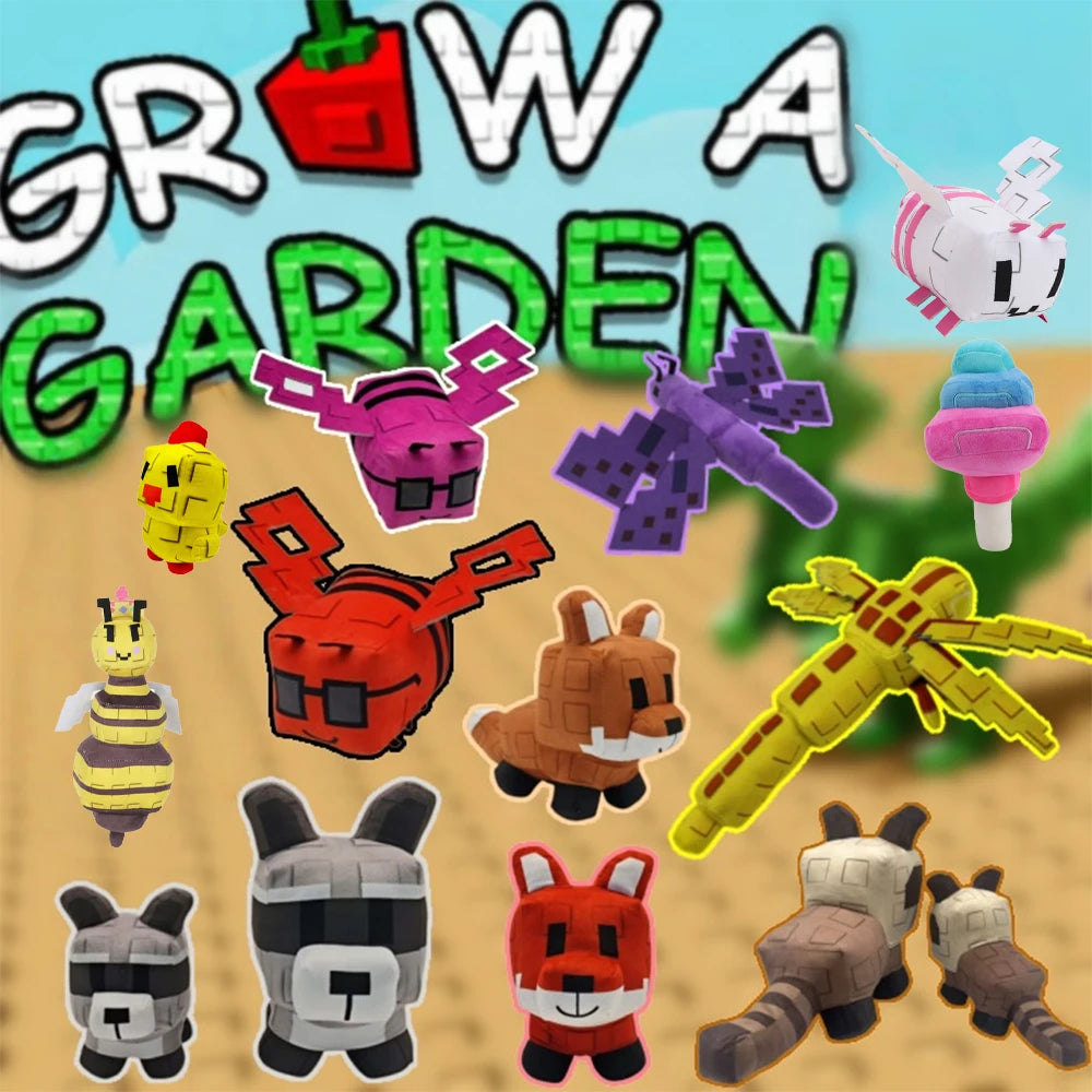 Grow A Garden Plush Raccoon and Fox Plush Toy Game Peripheral Butterfly Dragonfly Cat Chick Wolf or Bee Doll Fans Gift Kids Toys