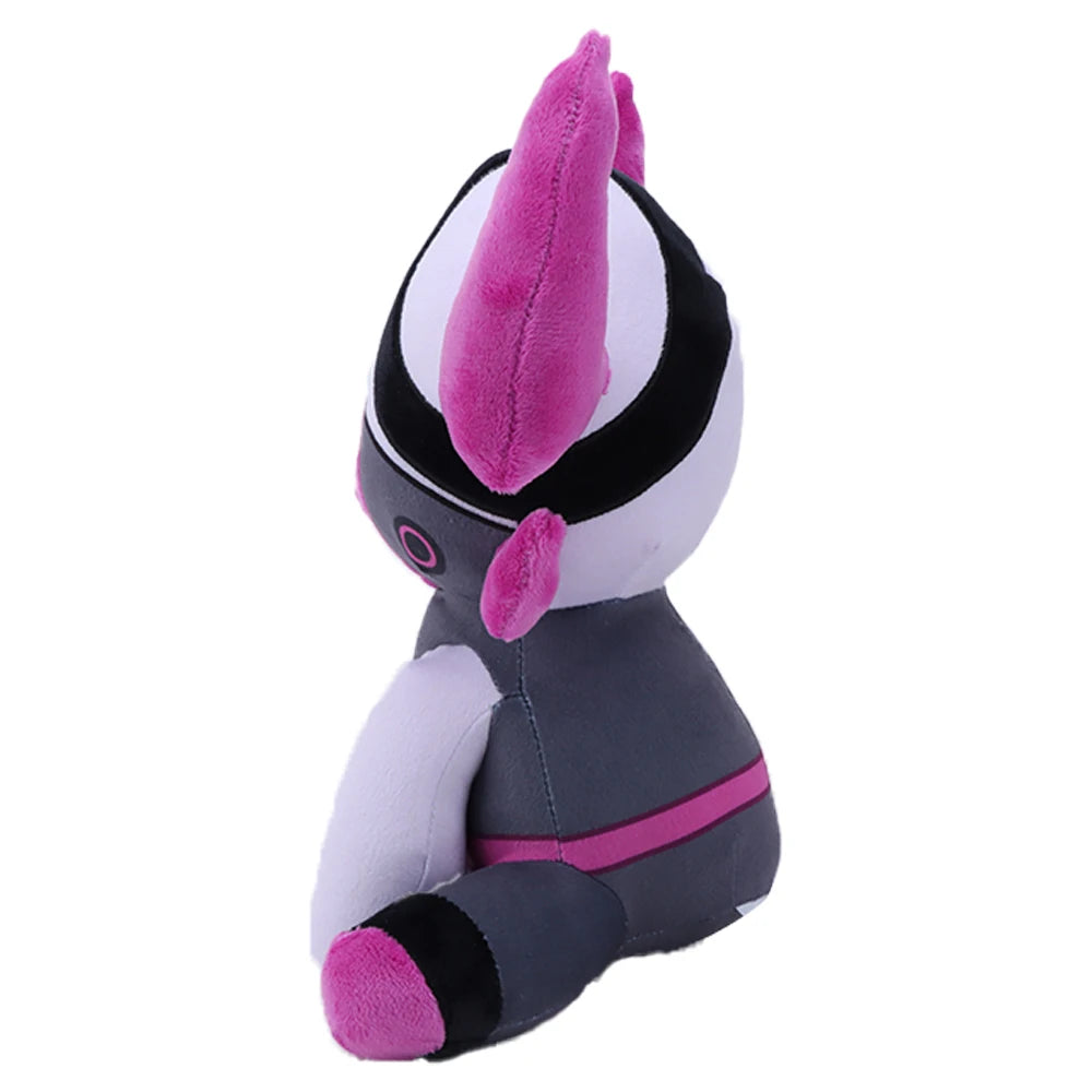 マゼンタ角と眼帯マスクのキャラクターぬいぐるみ クリスタル付き