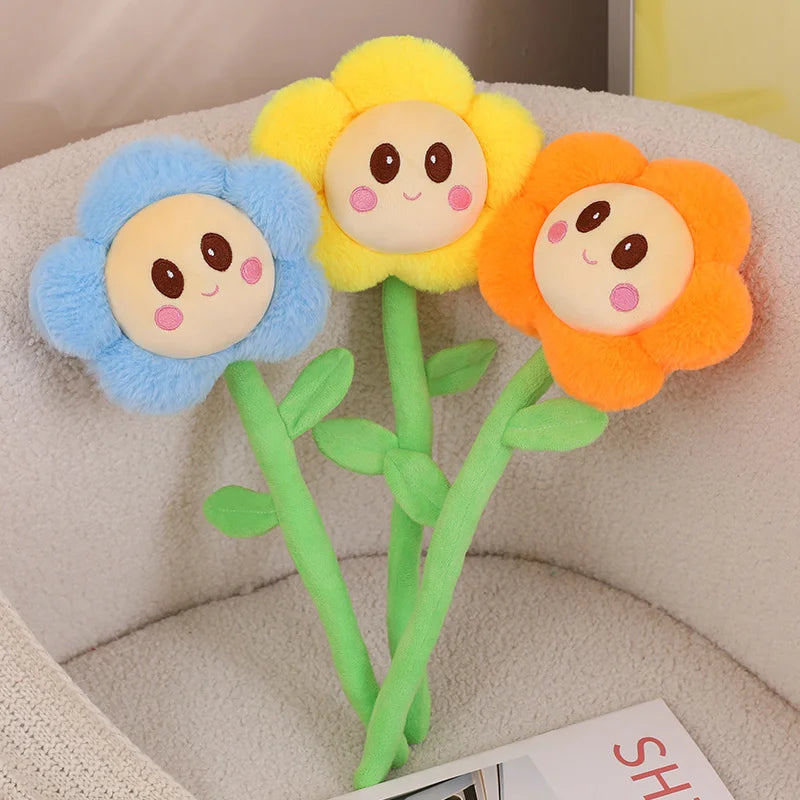 ふわふわ 茎付き カラフル お花 ぬいぐるみ