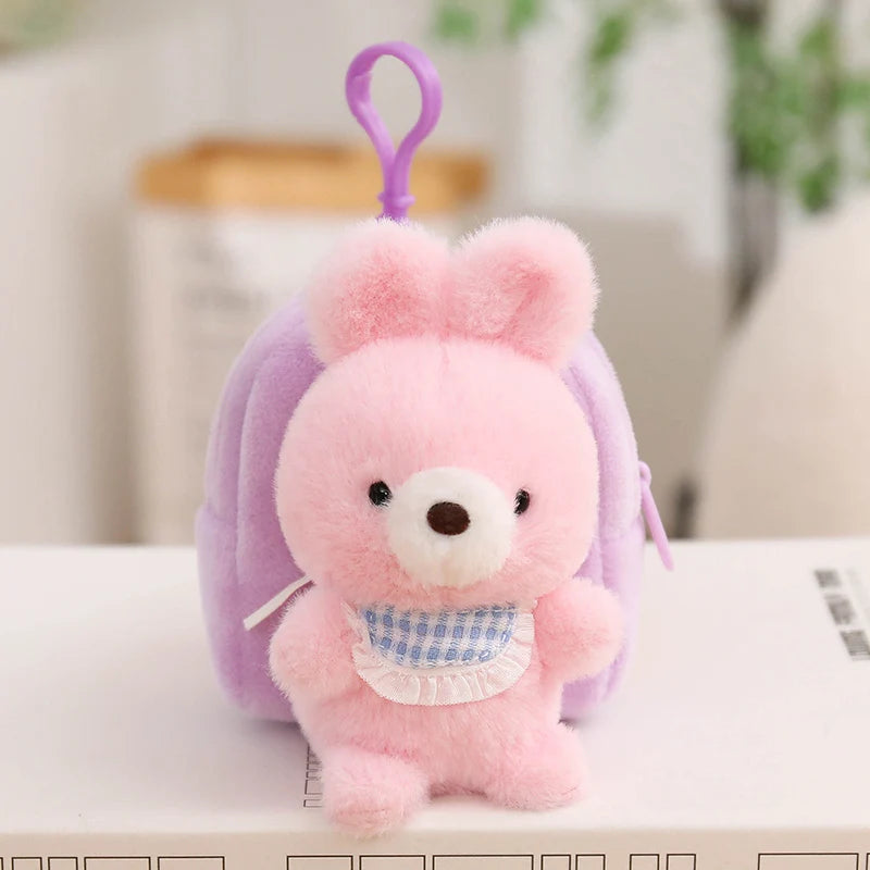 もこもこアニマルミニリュックぬいぐるみキーホルダー