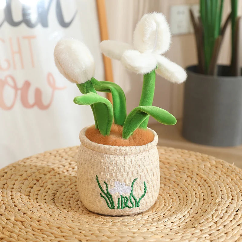 ぬいぐるみ ふわふわ パステル チューリップ 鉢植え ニット刺繍
