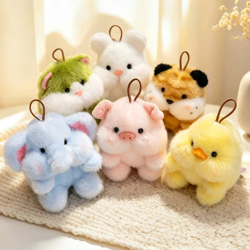 Cute Plush Companion Doll Anime Elephant Rabbit Cat Tiger Pig Duck Cartoon Desk Companion Doll 10cm Soft Plush Toy Sleeping Gift