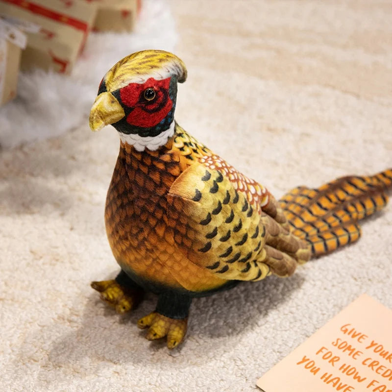 リアルなカラフル斑点模様 ゴジュケイ鳥のぬいぐるみ