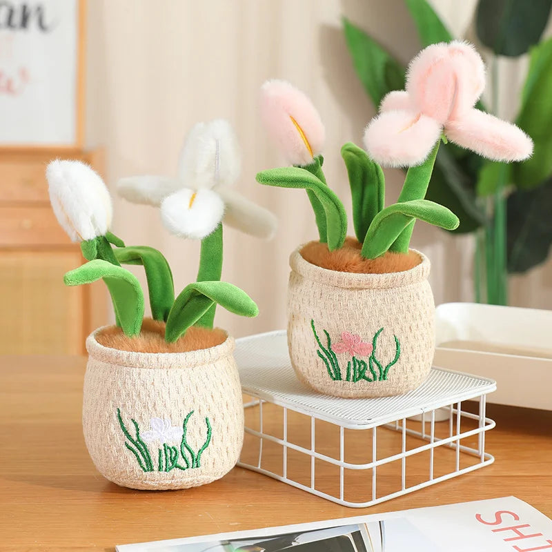 ぬいぐるみ ふわふわ パステル チューリップ 鉢植え ニット刺繍