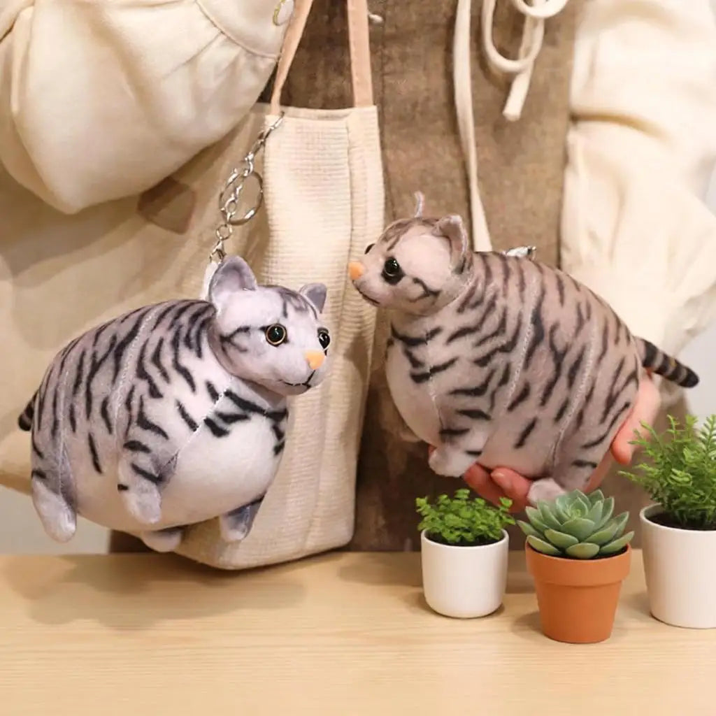 もっちり茶トラ猫 ぬいぐるみ 大小セット キーホルダー付き