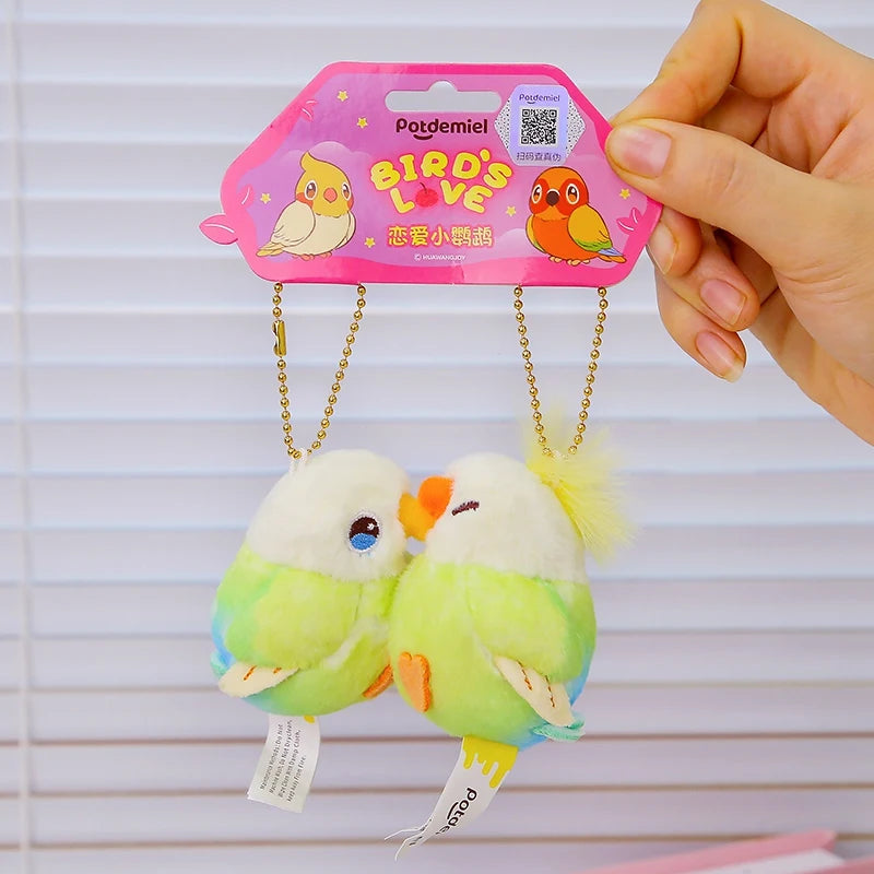 ふわふわ セキセイインコ カップル ぬいぐるみキーホルダー