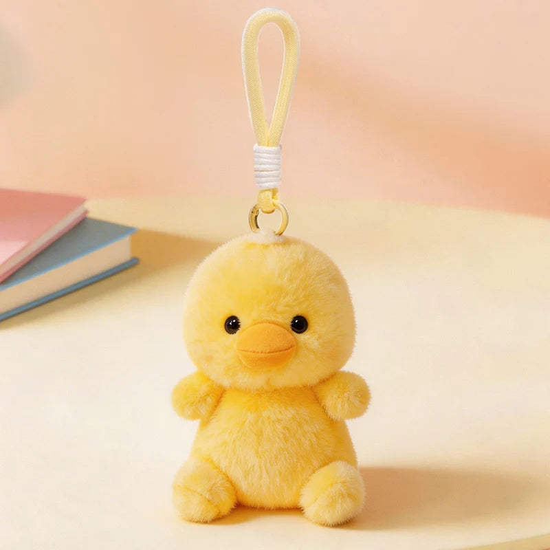 ふわふわの白い子犬ぬいぐるみキーホルダー