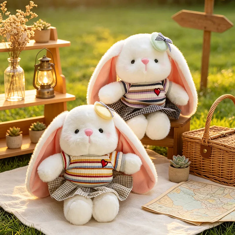 23cm Cute Rabbit Plush Toy Stuffed Animal Bunny Soft Doll Sleep Hug Pillow Kawaii Rabbit with Dress Gift for Girls