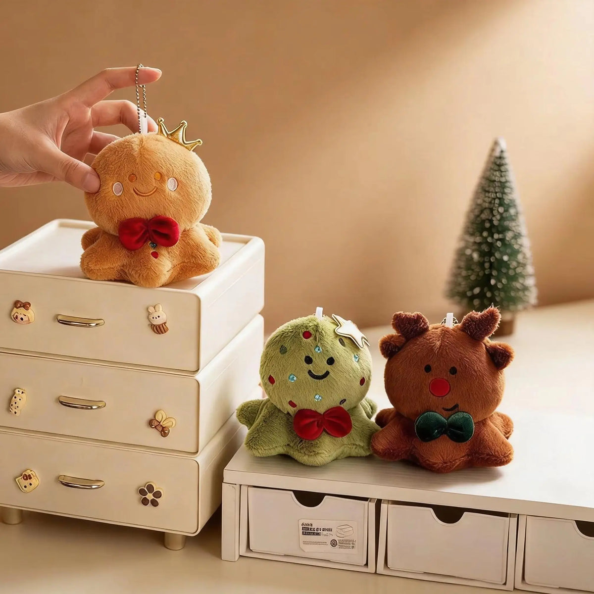 ふわふわ クリスマス キャラクター ぬいぐるみ キーホルダー