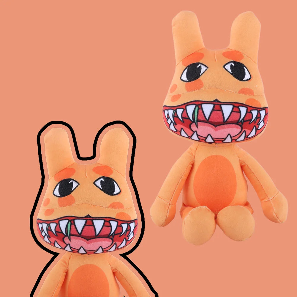 ギザギザ歯のオレンジ モンスター ぬいぐるみ 大小セット