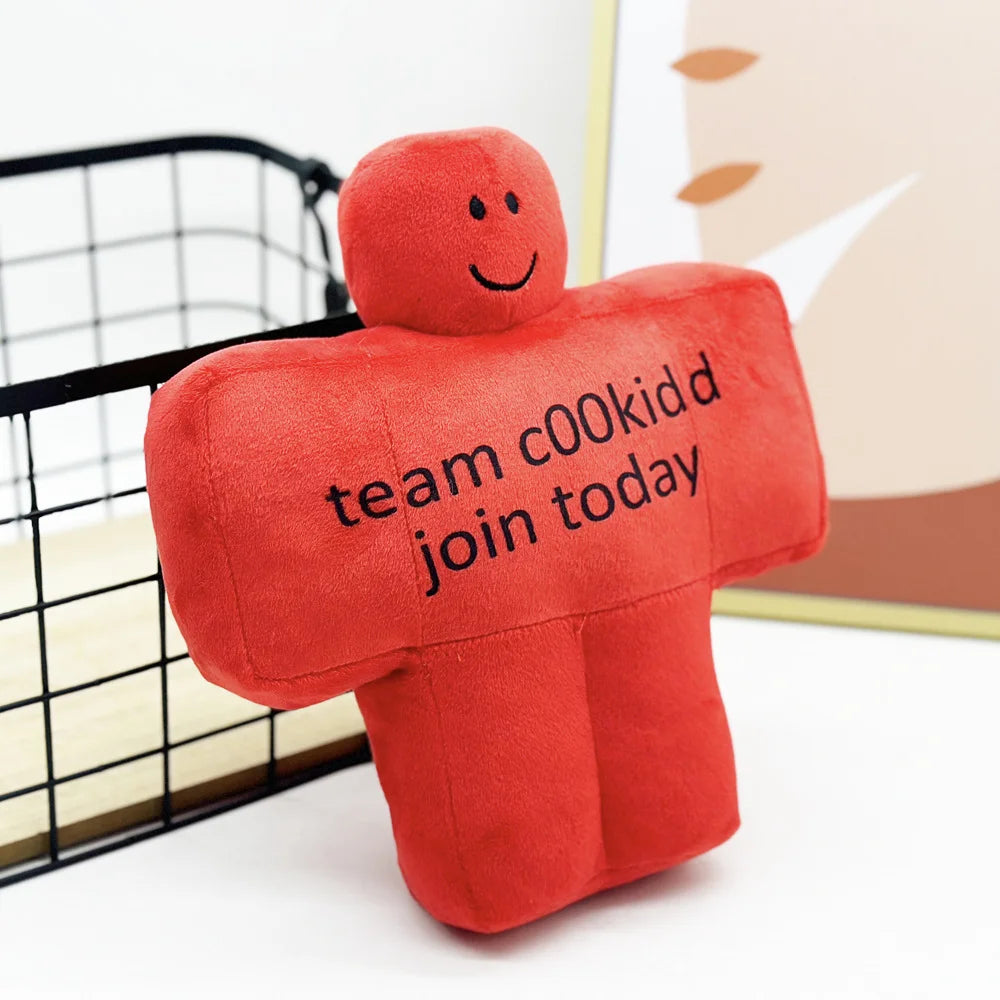 ブロック型 赤い ニコニコ顔 ぬいぐるみ
