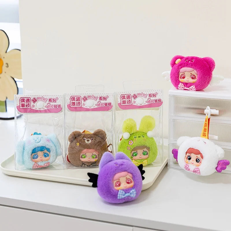 ふわふわ ピンク クマ耳 天使の羽 ぬいぐるみ キーホルダー