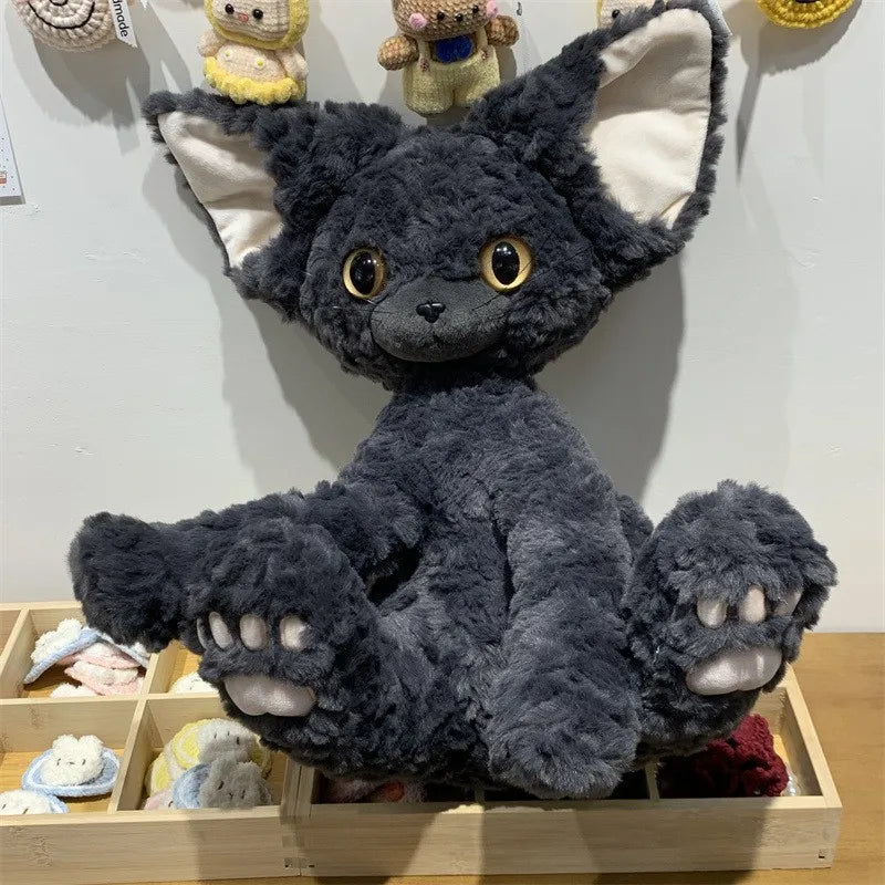 Cute Black Cat Plush Toy Throw Pillow Kawai Khaki Curly Black Cat Long Hair Doll Stuffed Animals Festive Gifts For Kids Birthday