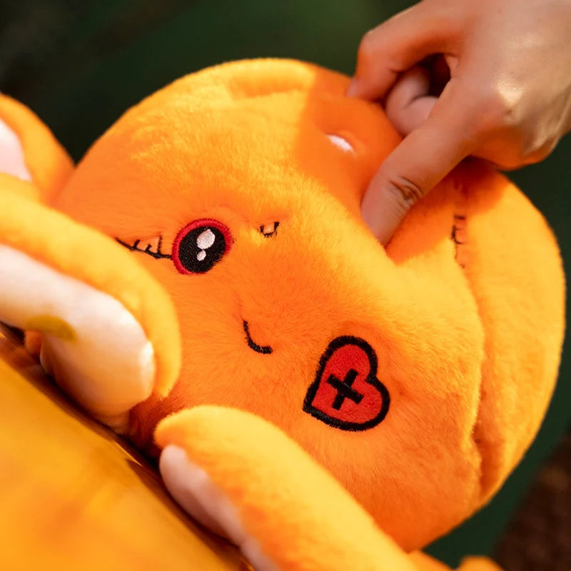 ふわふわ リバーシブル ハートの目パッチ タコ ぬいぐるみ