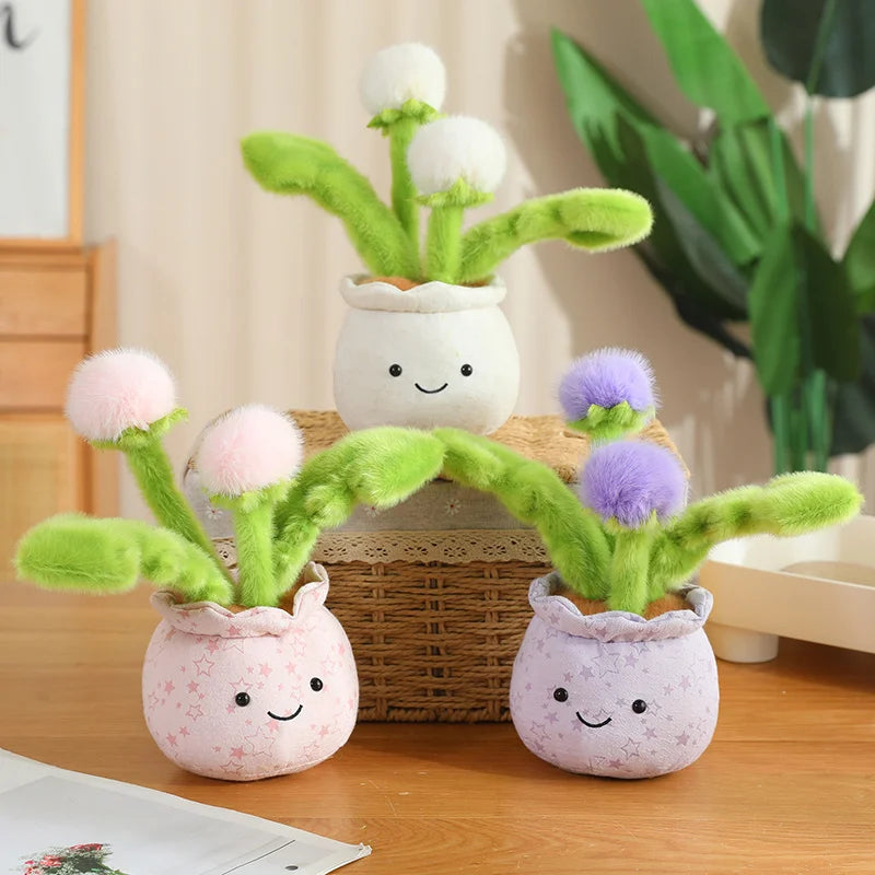 かわいい ふわふわ 踊る 花の ぬいぐるみ 鉢植え