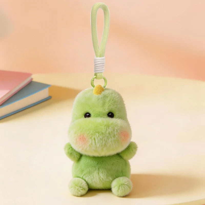 ふわふわの白い子犬ぬいぐるみキーホルダー