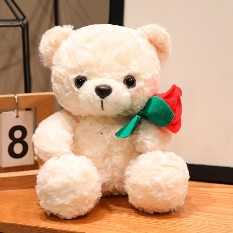 バラ飾り バケットハット クリーム テディベア