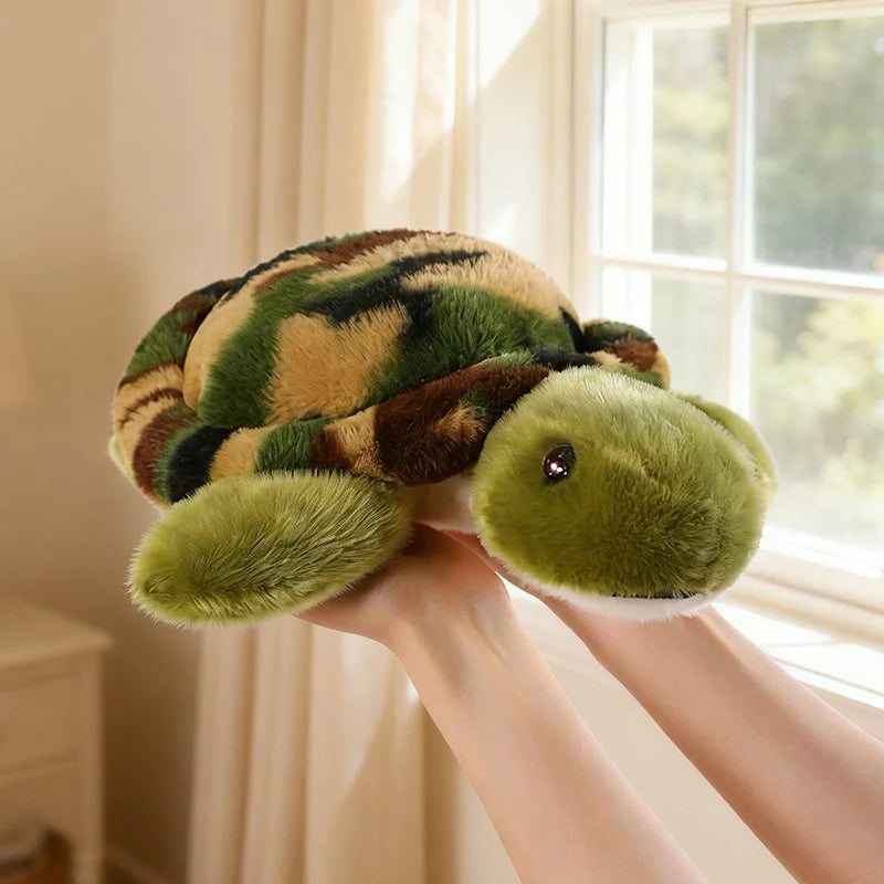 45cm Cute Green camouflage Tortoise Doll Stuffed LifeLike Real Aquatic Animal Plushie Sleeping Companion Gift