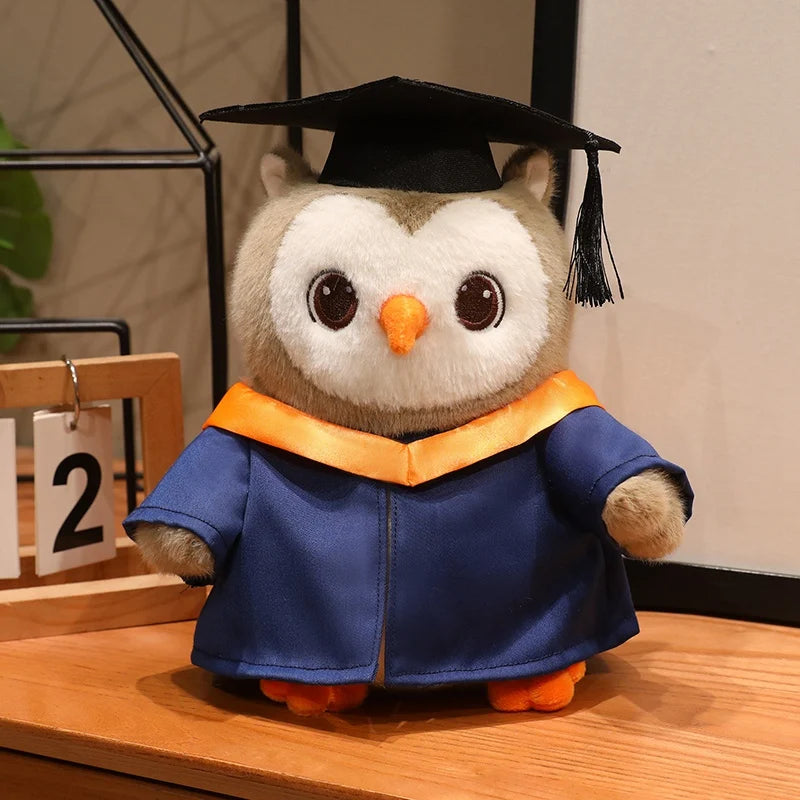 Cute Graduation Owl Plush Toy Stuffed Animal Soft Owl Doll with Cap Gown Plushie Gift for Kids Students Birthday Gift Decor