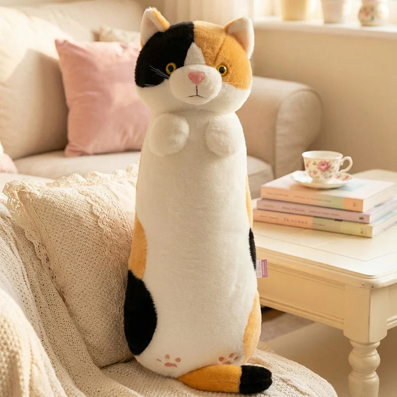 Cute Animal Plush Toy Long Brown Grey Blue Sleeping Cats Dogs Leg Pillow Squishy Little Animal Doll Appeasing Plushie Gift