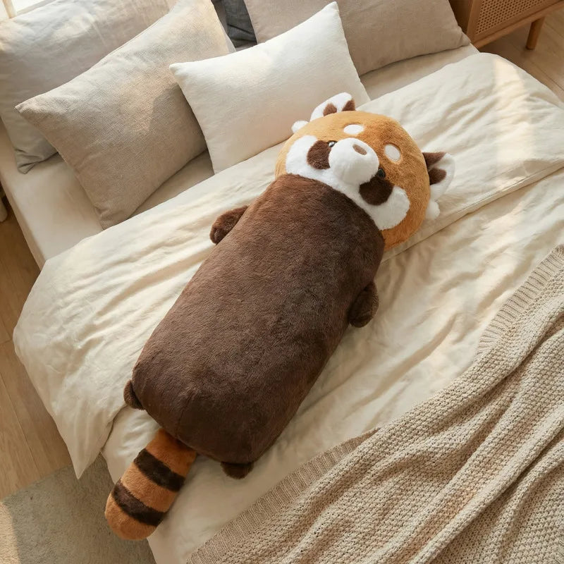 120cm Kawaii Cartoon Giant lesser panda Plush Doll Pillow Lying Brown raccoon Plush pillow Home Decor