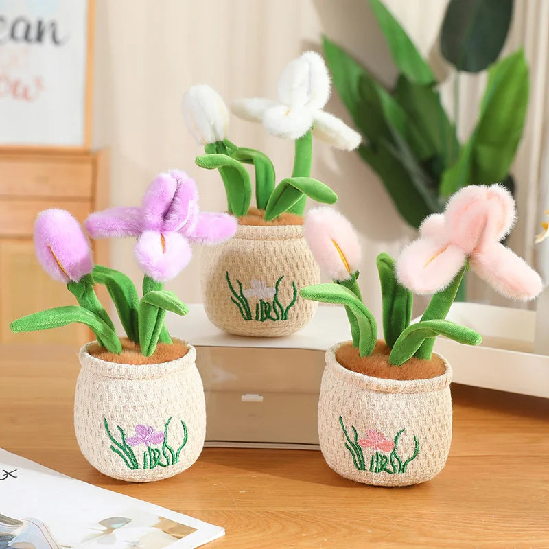ぬいぐるみ ふわふわ パステル チューリップ 鉢植え ニット刺繍