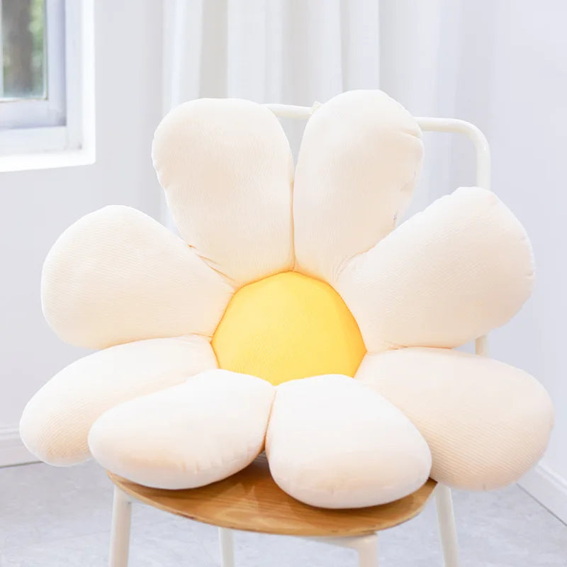 40-80cm Daisy Plush Plant Pillow Lifelike Sunflower Seat Cushion Yellow Pink Beige Chair Flower Pillow