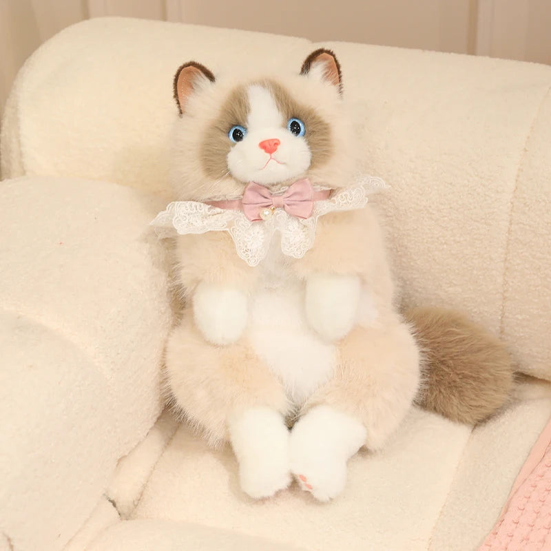 Realistic Puppet Cat Backpack Faux Fur-Cute Soft Animal Backpack with Adjustable Straps for Girls Daily Use School Bags Travel