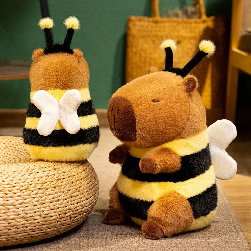 ふわふわ眠り目ミツバチカピバラぬいぐるみ