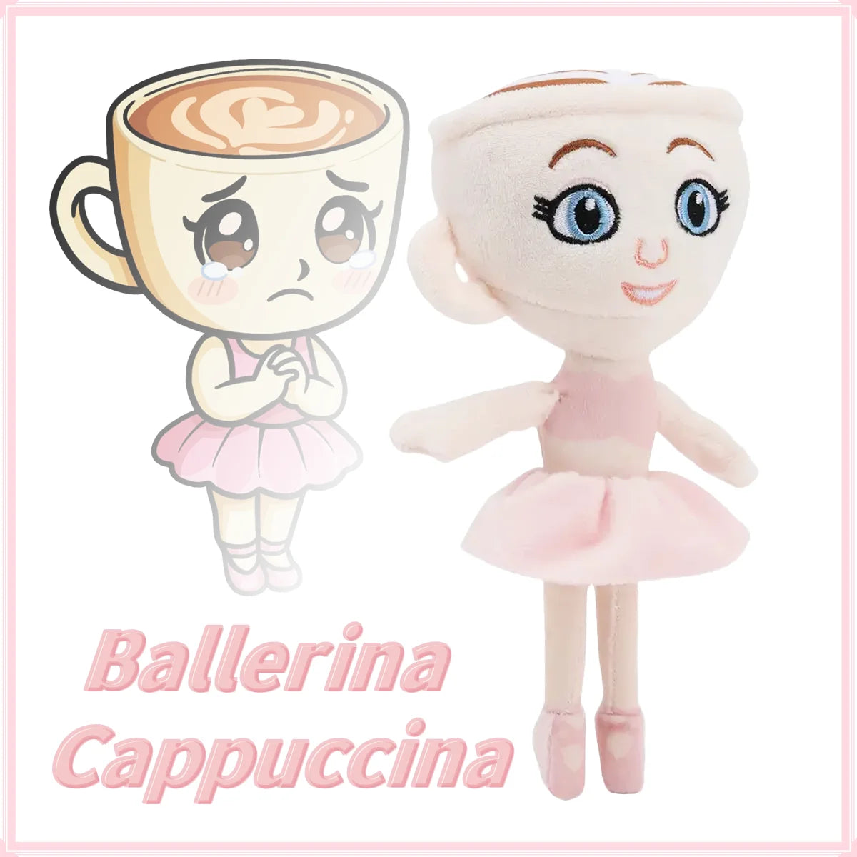 ふわふわピンクのバレリーナカプチーナぬいぐるみ