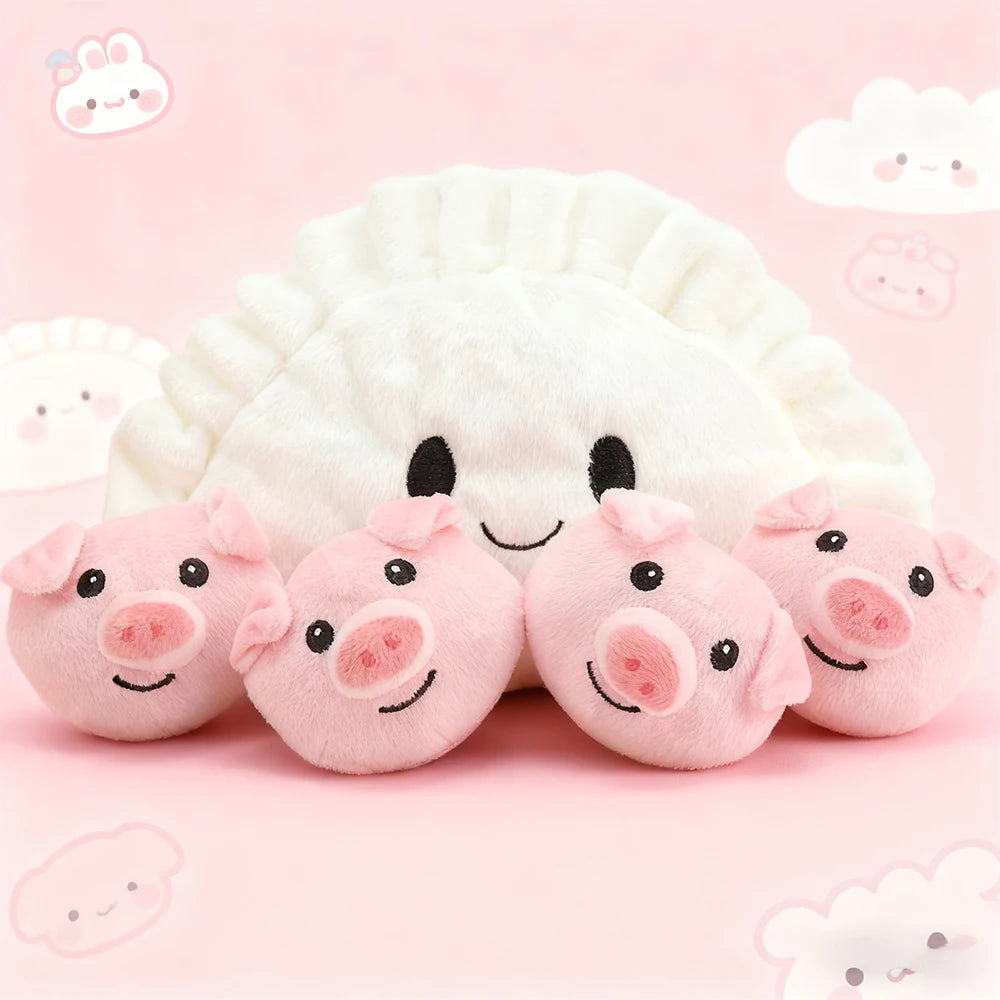 餃子 もちもち ぬいぐるみ ピンクの子豚4匹セット