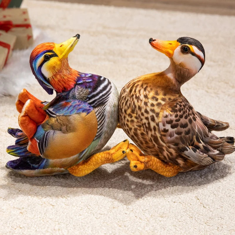 リアルなアヒルのつがいぬいぐるみ オシドリと野鳥