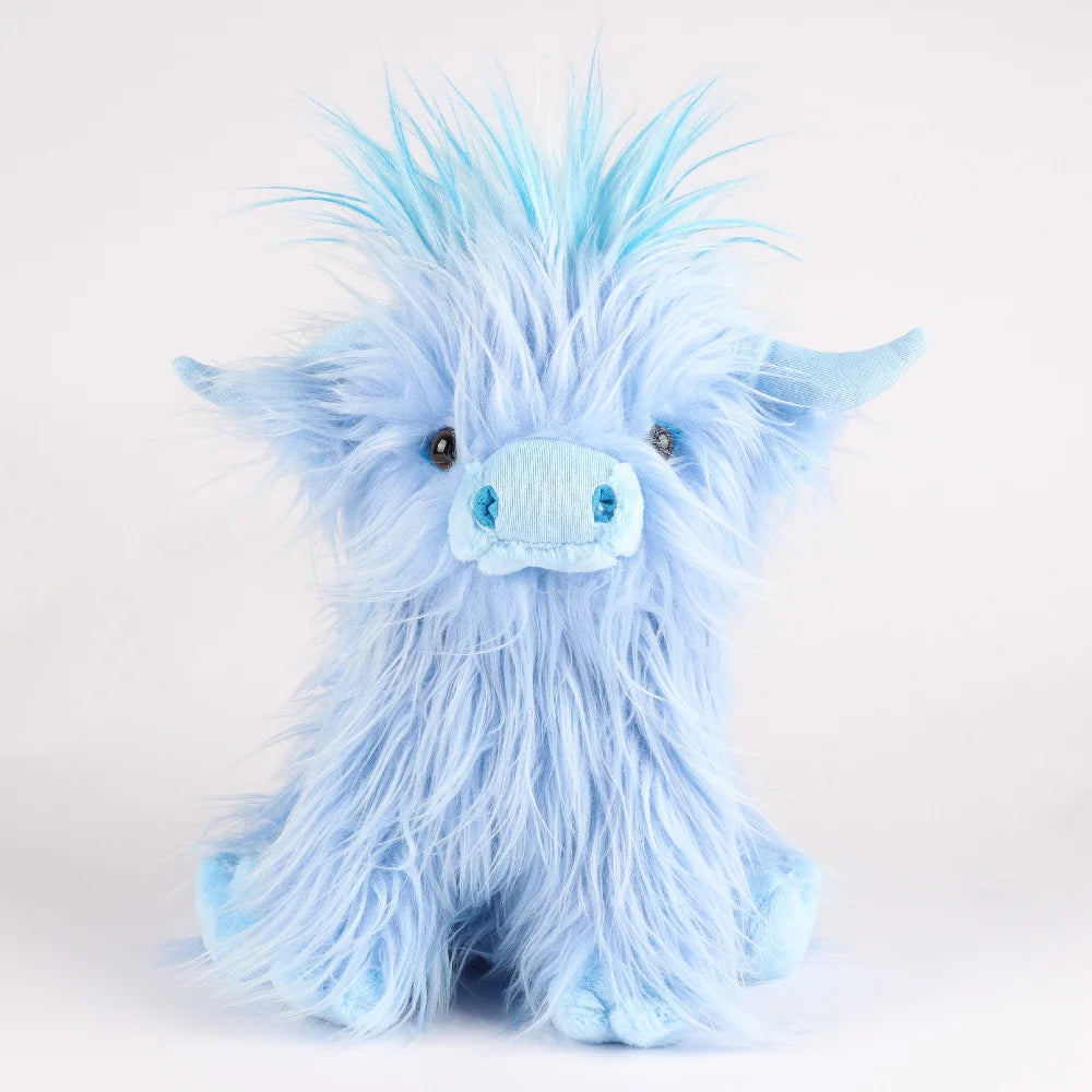 25cm Simulation Kyloe Cream Highland Cow Animal Plush Toy Soft Stuffed Highland Cow Cattlle Plushie Birthday Gift for Kids Girls