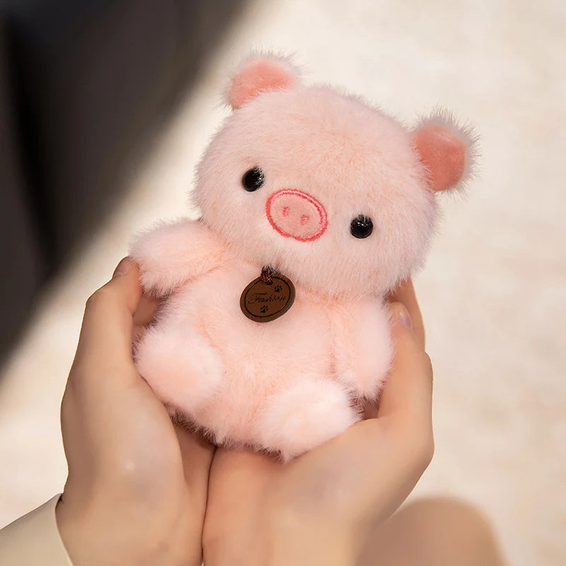 ふわふわ動物のタグ付きぬいぐるみキーホルダー