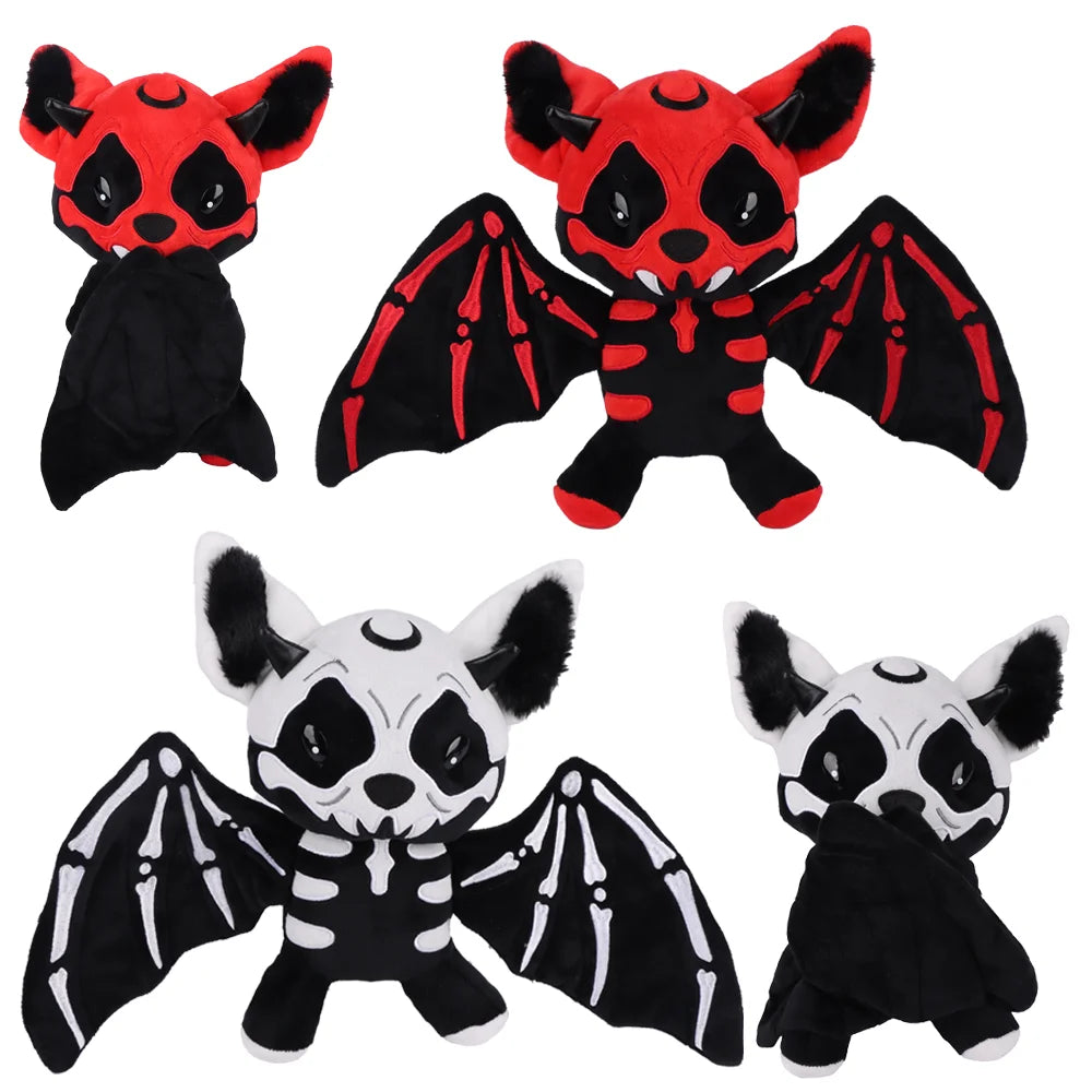 コウモリ ガイコツ ぬいぐるみ 赤黒 黒白 ゴシック風