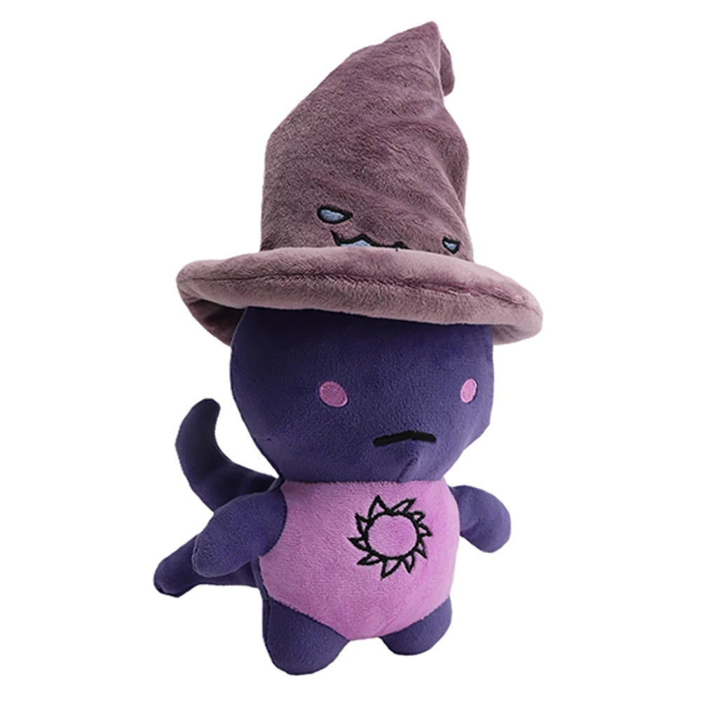 濃い紫 キャラクターぬいぐるみ くすみパープルの魔法使い帽 太陽刺繍