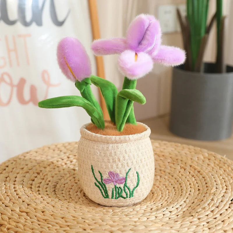 ぬいぐるみ ふわふわ パステル チューリップ 鉢植え ニット刺繍