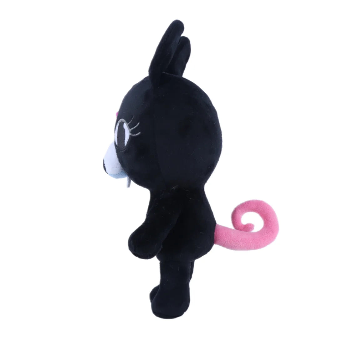 蓄光 ピンク リボン付き 黒いウサギのぬいぐるみ