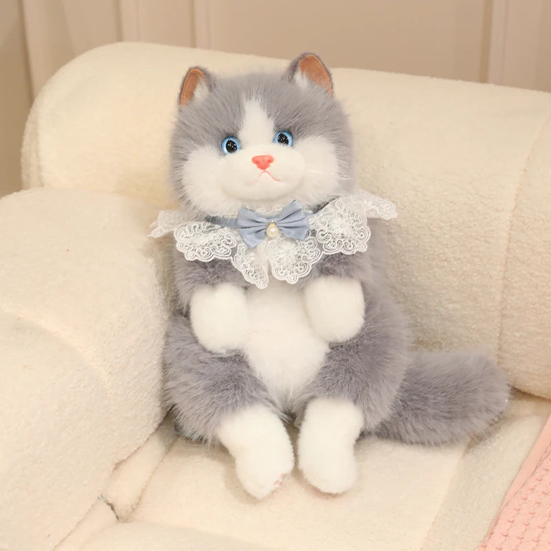 Realistic Puppet Cat Backpack Faux Fur-Cute Soft Animal Backpack with Adjustable Straps for Girls Daily Use School Bags Travel