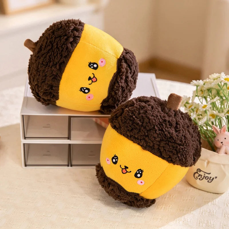 Happy Chestnut Family Plush Toys Cotton Stuffed Cartoon Smile Hazelnut Doll Soft Cozy Throw Pillow Kawaii Home Decor Kids Gift