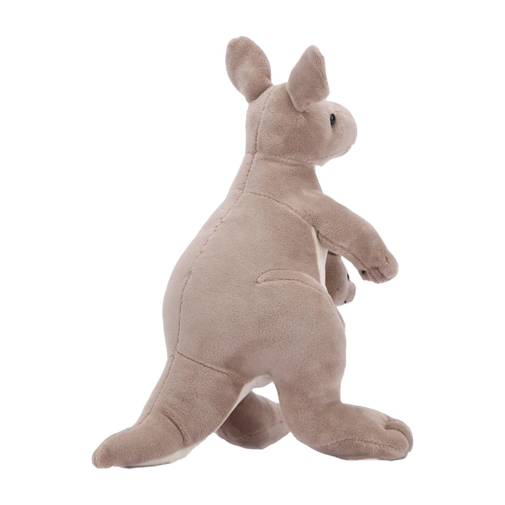 ふわふわ グレージュ 親子カンガルー ぬいぐるみ 赤ちゃん入り