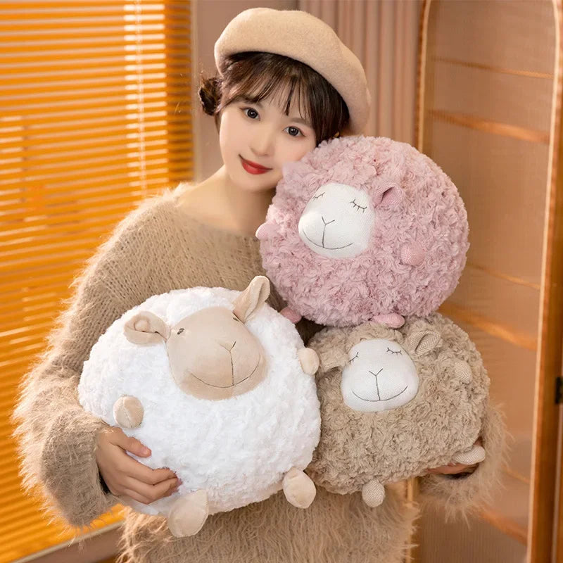 丸い もこもこ ひつじの寝顔 ぬいぐるみクッション