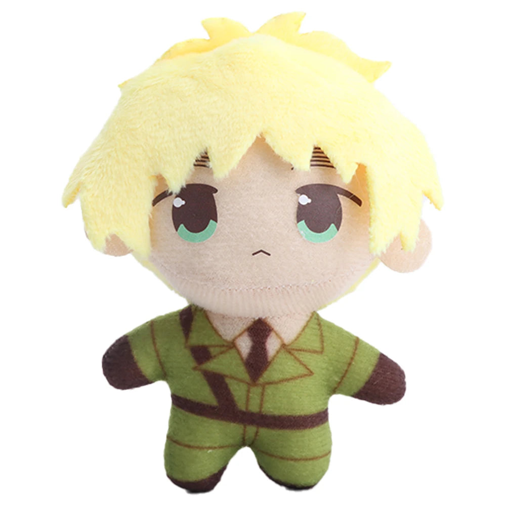 ブロンドヘアのチビ キャラクター ぬいぐるみ メガネと軍服の2体セット