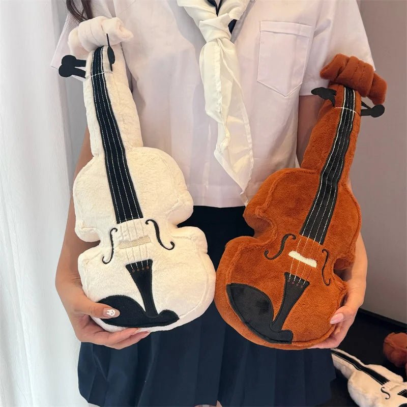 ふわふわヴァイオリンミニぬいぐるみ ブラウンとオフホワイト