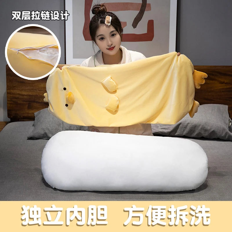 70/90cm Duck Long Pillow Stuffed Soft Cartoon Animal Chick Bolster Plushie Sleeping Leg Support Peluche Birthday Gift